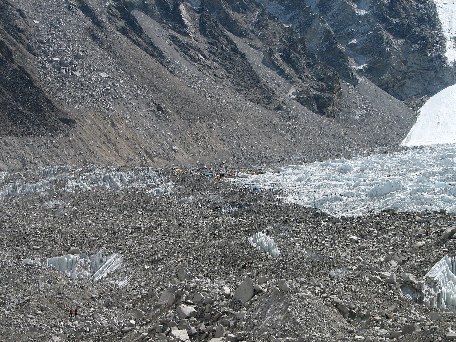The Khumbu glacier and moraine near Everest Base Camp